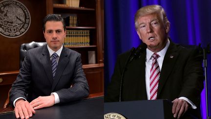 Enrique&nbsp;Peña Nieto et Donald Trump&nbsp;sont entrés en désaccord après la signature, par&nbsp;le président américain, d'un décret sur la construction d'un mur à la frontière entre les Etats-Unis et le Mexique, mercredi 25 janvier 2017. (AFP)