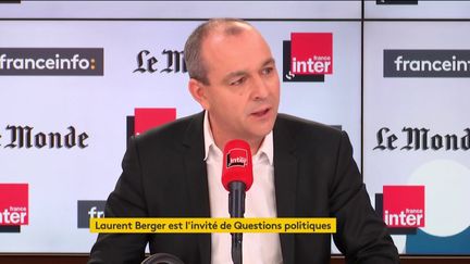 Laurent Berger était l'invité de "Questions politiques" sur France Inter et franceinfo canal 27. (FRANCEINFO / RADIOFRANCE)