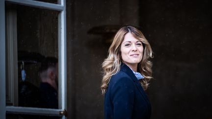 Government spokesperson Maud Bregeon on September 27, 2024 in Matignon (Paris). (XOSE BOUZAS / HANS LUCAS / AFP)