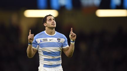 L'arri&egrave;re argentin Joaquin Tuculet, le 18 octobre 2015 contre l'Irlande. (FRANCK FIFE / AFP)