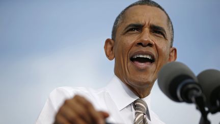 Le pr&eacute;sident am&eacute;ricain, Barack Obama, lors d'un discours &agrave; Rockville (Maryland), le 3 octobre 2013.&nbsp; (JASON REED / REUTERS)