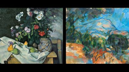 Paul Cézanne, Nature morte avec des fleurs et des fruits, c.1890, La Montagne Sainte-Victoire, c. 1904
 (A gauche, Staatliche Museen zu Berlin, Nationalgalerie - A droite, Cleveland Museum of Art, legs de Leonard C. Hanna Jr)