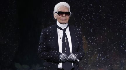 Le couturier Karl Lagerfeld, le 5 juillet 2017 à Paris. (PATRICK KOVARIK / AFP)