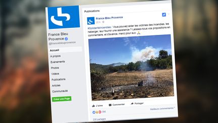 France Bleu Provence lance un appel à la solidarité pour les sinistrés des incendies dans le Sud-Est, en juillet 2017. (CAPTURE D'ÉCRAN / FACEBOOK FRANCE BLEU PROVENCE)