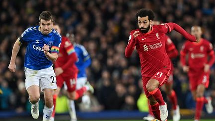 Mohamed Salah a inscrit un doublé contre Everton, mercredi. (PAUL ELLIS / AFP)
