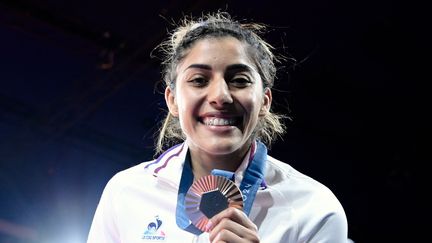 Pour la première journée officielle des JO, Shirine Boukli a ouvert le compteur des médailles françaises avec une médaille de bronze remportée en judo, dans la catégorie des moins de 48 kg, à l'Arena Champ-de-Mars. (FEDERICO PESTELLINI / PANORAMIC)