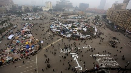 Place Tahrir au Caire, épicentre de la contestation contre Hosni Moubarak, au 14e jour des manifestations (AFP PHOTO/ PATRICK BAZ)