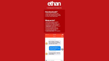 La page d'accueil du site internet de l'application Ethan, le 14 octobre. (CAPTURE D'ECRAN ETHAN / FRANCETV INFO)