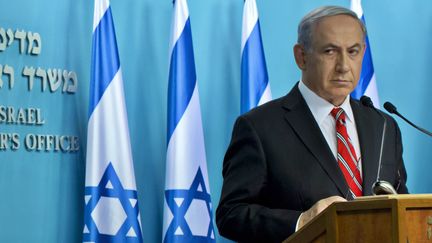 Le Premier ministre isra&eacute;lien, Benyamin N&eacute;tanyahou, lors d'une conf&eacute;rence de presse &agrave; J&eacute;rusalem, le 6 ao&ucirc;t 2014. (JIM HOLLANDER / REUTERS)