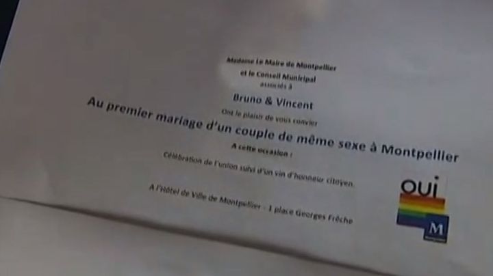 Capture d'&eacute;cran du reportage de France 2 sur les pr&eacute;paratifs de mariage du premier couple homosexuel &agrave; Montpellier.&nbsp; ( FRANCETV INFO)