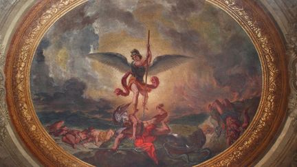 "Saint-Michel terrassant le Dragon", Eugène Delacroix, fresque du plafond de Eglise Saint-Sulpice, Paris
 (Manuel Cohen / MCOHEN)