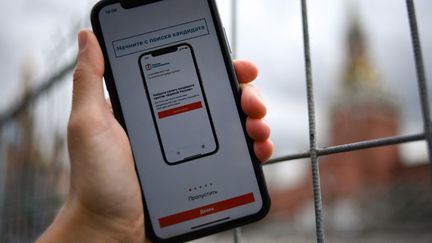 L'application dite de "Vote Intelligent" lancée par les partisans d'Alexei Navalny a été supprimée par le Kremlin, vendredi 17 septembre 2021. (NATALIA KOLESNIKOVA / AFP)