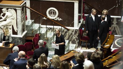 La Première ministre Elisabeth Borne déclenche le 49.3 sur la première partie du budget, le 19 octobre 2022, à l'Assemblée nationale.&nbsp; (GAUTHIER BEDRIGNANS / HANS LUCAS / AFP)