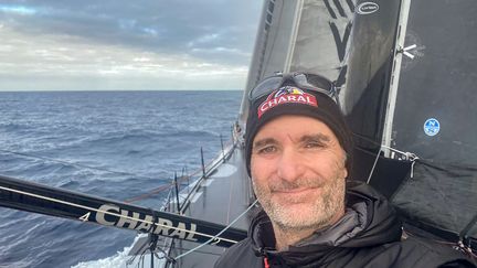 Jérémie Beyou sur son bateau Charal le 22 décembre 2020. (JEREMIE BEYOU / JEREMIE BEYOU)