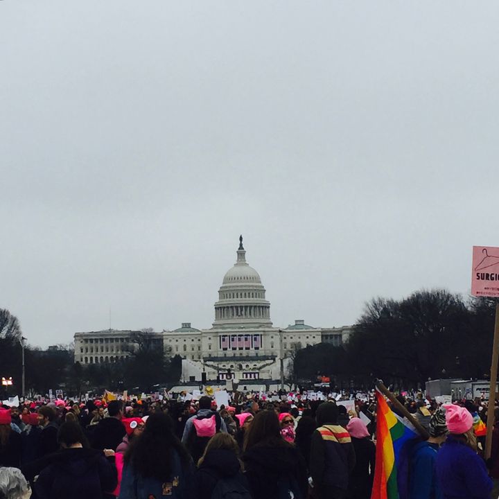 A Washington DC, pendant la Marche des femmes contre Donald Trump, samedi 21 janvier 2017.&nbsp; (MARIE-ADELAIDE SCIGACZ / FRANCEINFO)