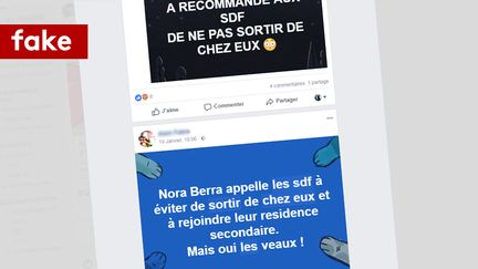 Capture d'écran sur Facebook d'Internautes dénonçant la déclaration de Nora Berra sur les SDF. (CAPTURE D'ECRAN/FACEBOOK)