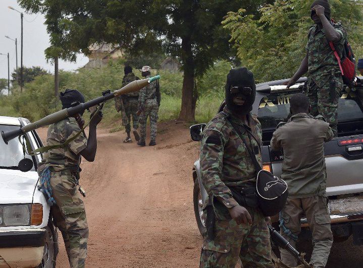 Militaires mutins à Bouaké, seconde ville de Côte-d'Ivoire, le 15 mai 2017 (AFP - Issouf Sanogo)