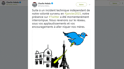 Capture d'écran du tweet posté par "Charlie Hebdo", le 4 mai 2018. (TWITTER)