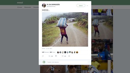 Un tweet saluant le triplé de Leo Messi qui qualifie l'Argentine pour la Coupe du monde 2018. (CAPTURE D'ECRAN TWITTER)