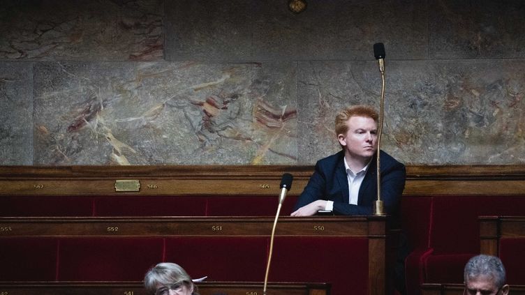 Deputy Adrien Quatennens on April 4, 2023 at the National Assembly.  (VIRGINIA HAFFNER / HANS LUCAS / AFP)