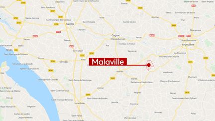 La commune de Malaville est située au sud-ouest d'Angoulême en Charente. (GOOGLE MAPS / FRANCEINFO)