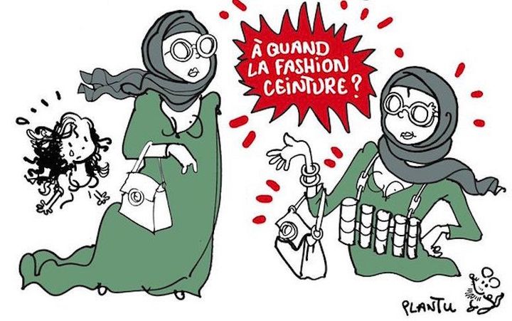 En 2016, Plantu provoque un tollé sur les réseaux sociaux en dévoilant cette caricature raillant le lancement d'une collection de hijabs signée Dolce &amp; Gabbana. (PLANTU)