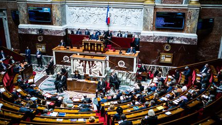 L'hémicycle de l'Assemblée nationale, à Paris, le 20 juillet 2021. (XOSE BOUZAS / HANS LUCAS / AFP)