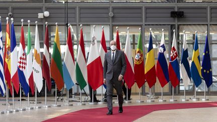 Le président du Conseil européen, Charles Michel, arrive pour un sommet exceptionnel le 24 mai 2021 à Bruxelles (Belgique). (THIERRY MONASSE / POOL / HANS LUCAS / AFP)