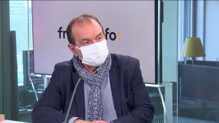 Philippe Martinez,&nbsp;secrétaire général de la CGT, était l'invité éco de franceinfo le mercredi 14 avril 2021. (FRANCEINFO / RADIOFRANCE)