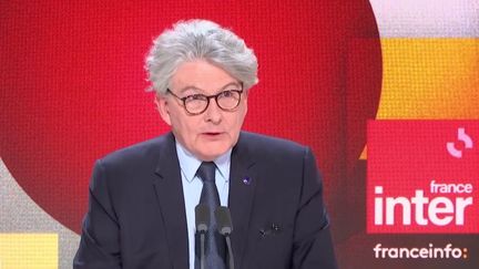 Thierry Breton, commissaire européen au Marché intérieur, le 24 mars 2024 dans Questions politiques. (RADIO FRANCE)