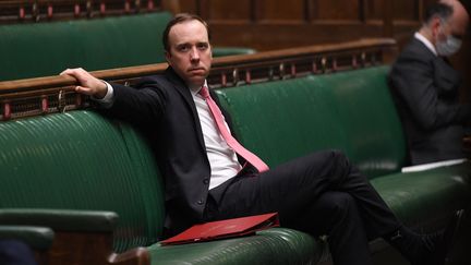 L'ancien ministre de la Santé britannique, Matt Hancock, le 9 février 2021 au Parlement de Londres (Royaume-Uni). (JESSICA TAYLOR / UK PARLIAMENT / AFP)