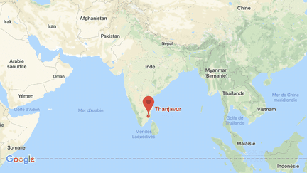 Le corps dépecé d'un touriste français a été découvert dans la région de Thanjavur, dans le sud de l'Inde, le 12 août 2018. (GOOGLE MAPS)