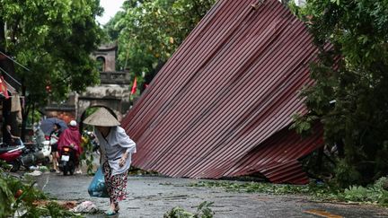 In a street in Hanoi (Vietnam) devastated during the passage of super typhoon Yagi, September 8, 2024. (AFP)