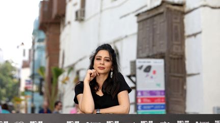 Israeli-Palestinian actress Maisa Abdel Hadi posing for a photoshoot in Old Jeddah on the fifth day of the first edition of the Red Sea Film Festival in Jeddah, Saudi Arabia, December 10, 2021. (PATRICK BAZ / RED SEA FILM FESTIVAL)