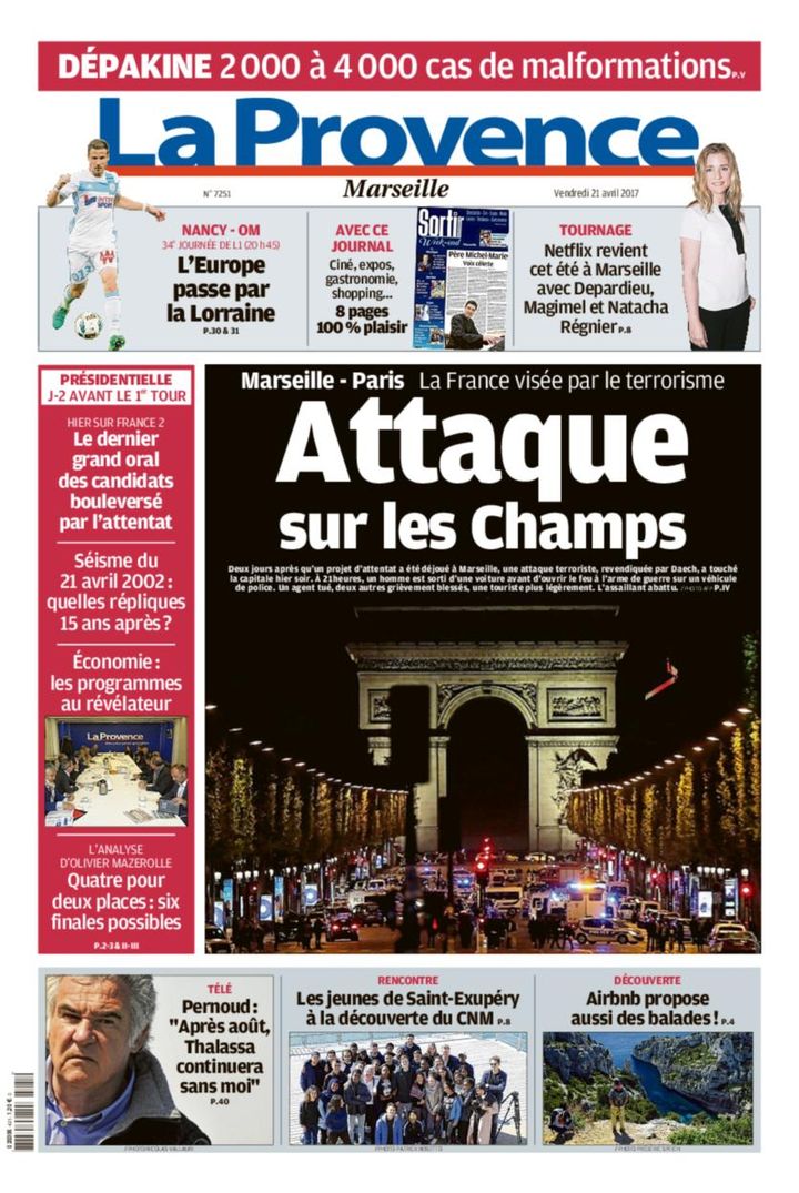 La une de la Provence, le 21 avril 2017. (FRANCEINFO)