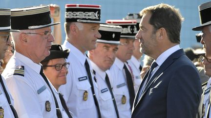 Le ministre de l'Intérieur, Christophe Castaner, lors du 126e congrès&nbsp;national des sapeurs-pompiers à Vannes (Morbihan), le 20 septembre 2019. (MAXPPP)