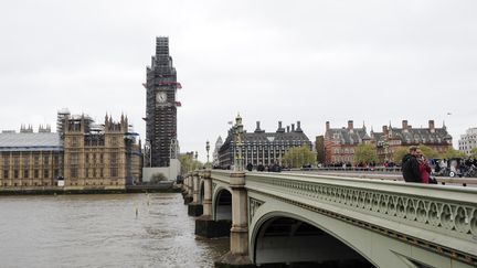 L'échaudage autour de Big Ben et de la tour Elizabeth, le 29 avril 2018. (DAVID CLIFF / NURPHOTO)