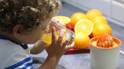 Pour les jeunes enfants, c'est moins bon pour la santé de boire un jus, même 100% fruits, que de manger le fruit entier, avec ses fibre. (JEAN-FRANÇOIS FREY / MAXPPP)