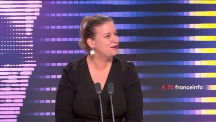 Mathilde Panot,&nbsp;députée du Val-de-Marne et présidente du groupe La France insoumise à l'Assemblée nationale, sur franceinfo dimanche 16 octobre 2022. (FRANCEINFO / RADIOFRANCE)