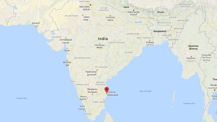 Capture d'écran de Google Maps pointant la ville indienne de Chennai où un pharmacien est mort après avoir bu une décoction réalisée par ses soins en espérant qu'elle soit un remède à la Covid-19. (GOOGLEMAPS)