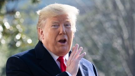 Donald Trump s'adresse à la presse dans les jardins de la Maison blanche, à Washington D.C., le 23 février 2020. (SAUL LOEB / AFP)