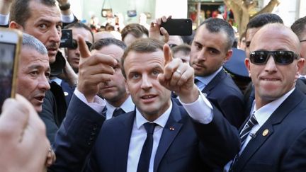 La visite d'Emmanuel Macron n'aura duré qu'une douzaine d'heures. (LUDOVIC MARIN / AFP)