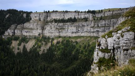 L'homme s'est jet&eacute; du haut de la falaise du Creux-du-Van, dans le canton de Neufchatel (Suisse). (FABRICE COFFRINI / AFP)