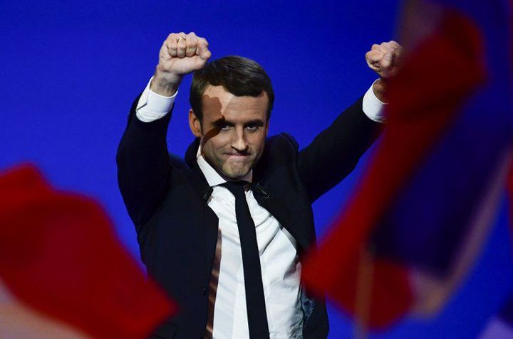 Emmanuel Macron, le leader du mouvement En Marche!, au soir de sa victoire au premier tour de la présidentielle française le 23 avril 2017, à Paris. 

 (CITIZENSIDE / Francois PAULETTO / Citizenside)