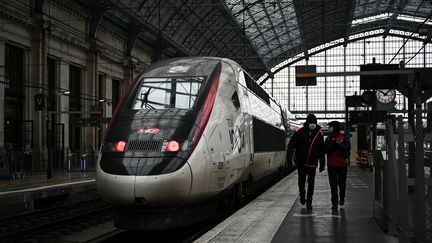 Un TGV en gare de Bordeaux (Gironde), le 25 novembre 2021. (PHILIPPE LOPEZ / AFP)