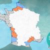 Carte de l'évolution du trait de côte en France. (FRANCEINFO)