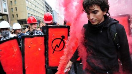 Vendredi, les étudiants dans les rues de Milan. (GIUSEPPE CACACE / AFP)