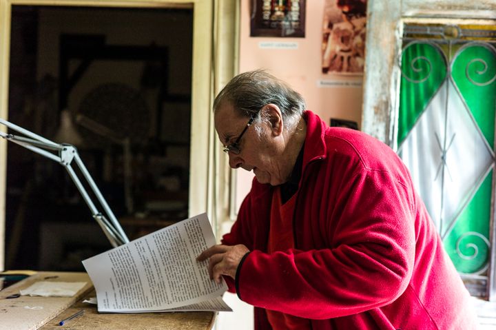 Michel Leclerc, le propriétaire du cinéma de&nbsp;Mons-en-Montois (Seine-et-Marne), en septembre 2017. (MATTHIEU MONDOLONI / FRANCEINFO)