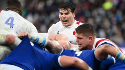 Le numéro 9 des Bleus, Antoine Dupont, contre l'Italie, le 6 février 2022. (FRANCK FIFE / AFP)