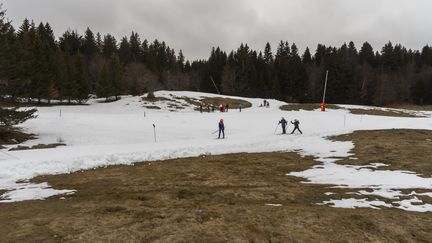 Station de ski des Bauges de la Feclaz, dans les Alpes du nord, le 1er février 2024. (VINCENT ISORE / MAXPPP)